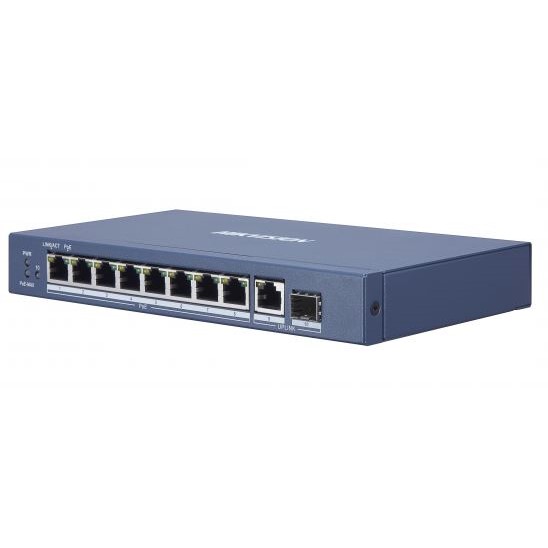 DS-3E0510P-E switch 8xGb PoE + 1x Gb uplink RJ-45 + 1x Gb uplink SFP, 110W