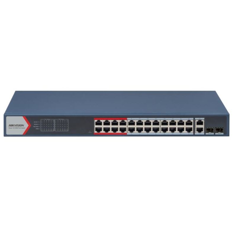 DS-3E1326P-EI(B) Smart managed switch 24x100TX PoE+2x uplink Gb Combo port, 370W, Super PoE