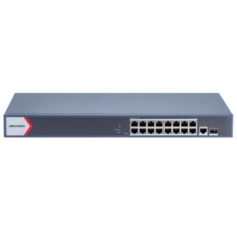DS-3E1518P-EIV2 Smart managed switch 16xGb PoE RJ45 + 1x Gb RJ45 + 1x Gb SFP, Super PoE až 300m