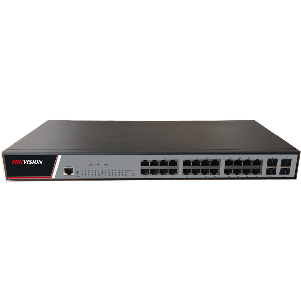 DS-3E2528(B) Full Managed Gigabit Switch, 24x Gb ports, 4x Gb SFP ports, 1 Console port