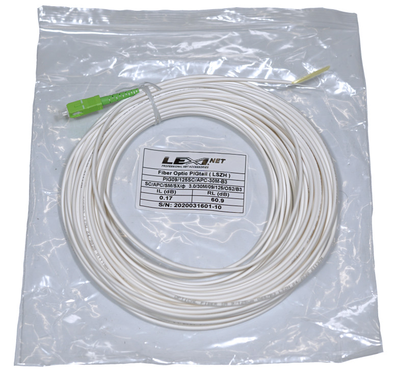 LEXI-Net Pigtail SC/APC SM 09/125 4mm LSZH 30M G657B3