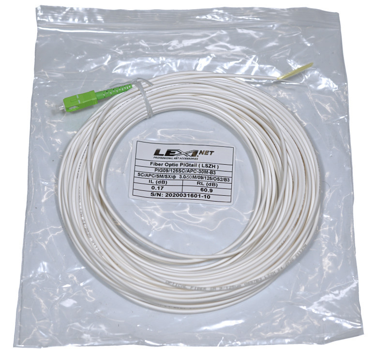 LEXI-Net Pigtail SC/APC SM 09/125 4mm LSZH 50M G657B3