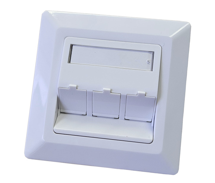 LEXI-Net - Zásuvka neosazená universální 3 port - 80x80 RAL 9003