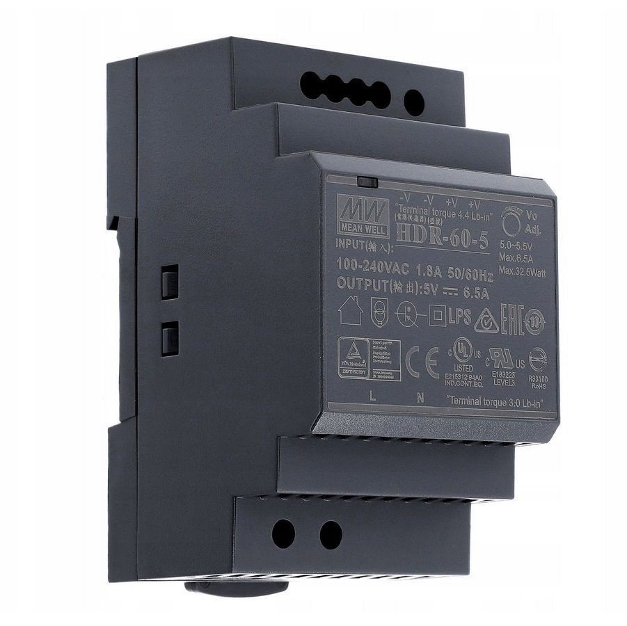 MEAN WELL HDR-60-15 Průmyslový napájecí spínaný zdroj 15V 60W na DIN