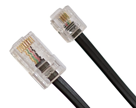Patch kabel telefonní 4C černý RJ11 6/4 - RJ45 8/8 - 15M