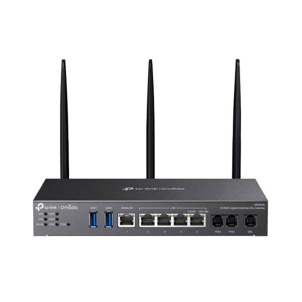 Router TP-Link DR3650V VPN WiFi 6, 1x GWAN + 4x GLAN, 1x DSL, 2x FXS, USB, Omáda SDN
