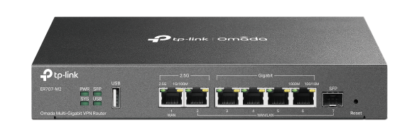Router TP-Link ER707-M2 VPN 4x GWAN/Lan, 2x 2.5GWan/Lan, 1x SFP GWAN/LAN, 1x USB, Omáda SDN
