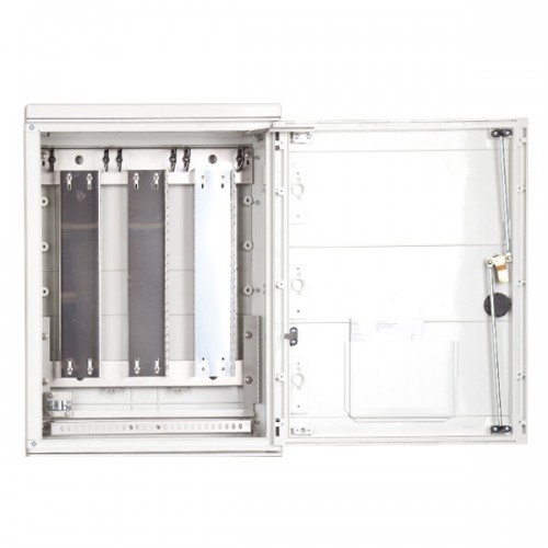 Rozvaděč MIS600 na i pod omítku (pod omítku jiná střecha se vstupy pro kabeláž), tříbodový zámek, nosník LSA 20+1