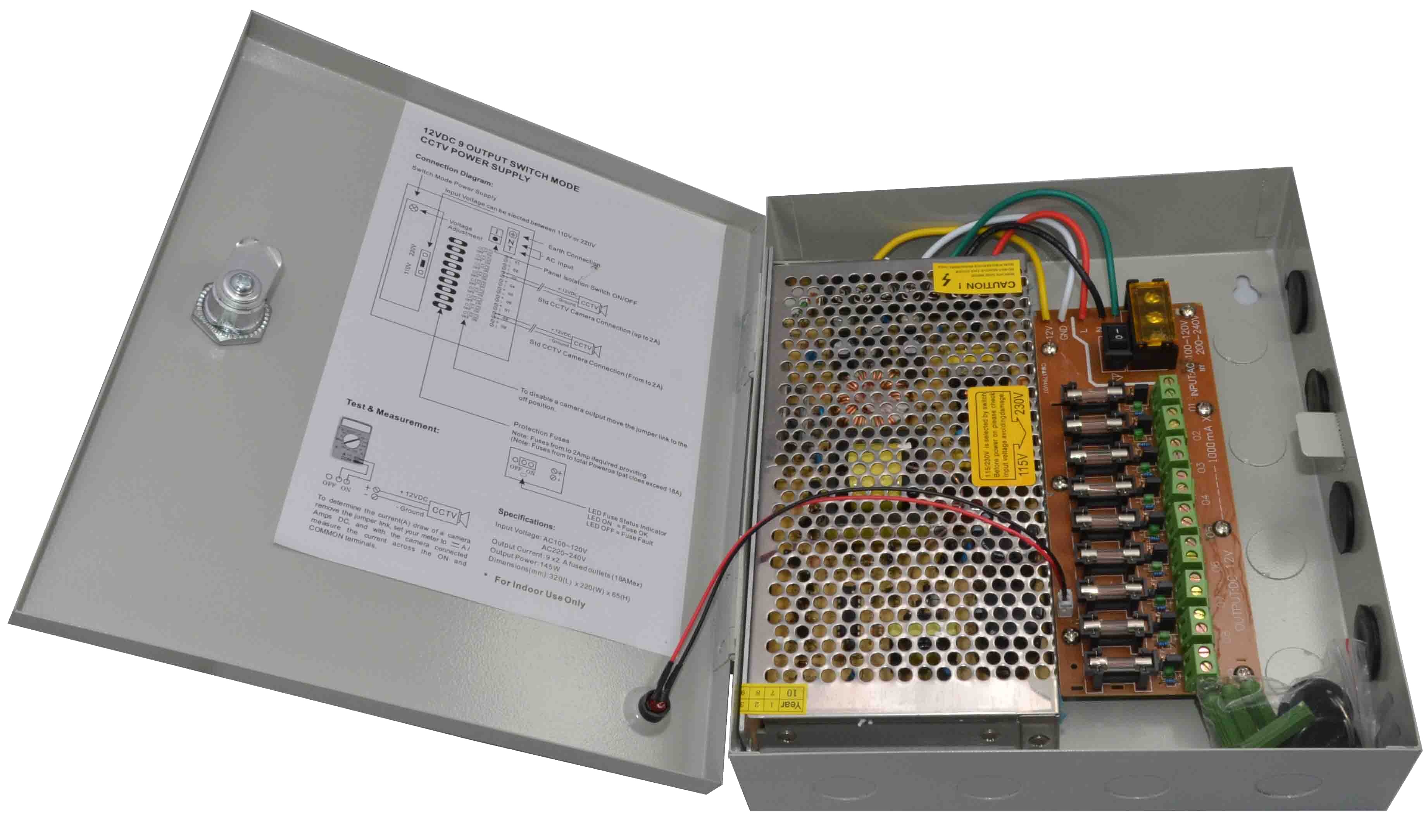 Zdroj v krytu 12V/20A - 18 výstupů