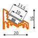 Profil hliníkový P3 rohový pro LED pásek délky 2M 16x20mm bez Difuzoru